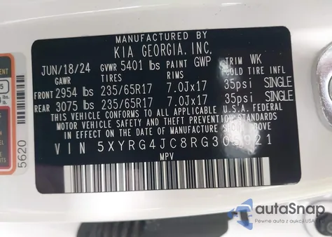 2024 Kia Sorento Lx from USA, damaged, VIN 5XYRG4JC8RG305921